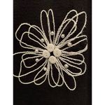 Christopher & Banks Black Open Cardigan w/Stitched White Flowers Medium Photo 4