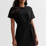 New Look Black Short Sleeve Tie Knot Basic Jersey Tunic T-Shirt Mini Dress Sz 0 Photo 0