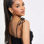 ASOS V Neck Tie Shoulder Swing Romper in Black Photo 2