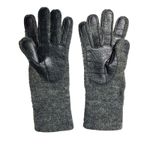 Vintage Cozy Wool Knit Leather Palm Gloves Gray Winter Warm Women Small Photo 1