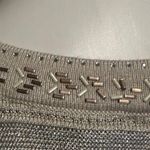 White House | Black Market Beaded Knit metallic White Silver & Light Brown SZ S Photo 6