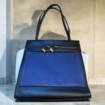 Furla Authentic  Cortina structured colorblock leather handbag tote blue black Photo 0