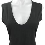 NEW Argent Black Stretch Cotton Sleeveless Deep V Photo 2