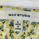 Max Studio Flower Bud Crepe Pleated Blouse Yellow Ivory Large Photo 10