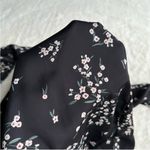 L'Academie  The Swing Dress Black Floral Satin Shirt Dress S Photo 11