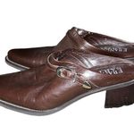 Franco Sarto brown leather mules with wooden heel size 9 Photo 0