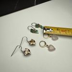 Dangle Drop Pierced Earrings Lot Of 3 Bead, Stone, Rhinestone Mix Photo 2