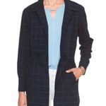 Banana Republic  Womens Windowpane Drawstring Shirt Jacket Navy Blue White Medium Photo 0