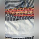 Shop The Mint  Gray Striped Embroidered Wrap Short Summer Skirt With Tassels; M Photo 5