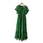 Mac Duggal  Dress Size 6 Butterfly Ruffle Trimmed Sleeve Wrap Over Flowy Gown Photo 2