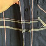 White House | Black Market WHBM Navy Plaid Button-Up Flannel Shirt Photo 2