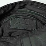 st. john's bay VTG Y2K Genuine Leather Black Shoulder Bag Purse Gold Brass Heart Charm Retro * Photo 5