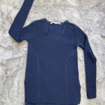 Athleta Women's Sweater 2XS XXS Navy Pullover V Neck Cotton Blend Long Sleeve Photo 0