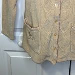 Jenni Vintage Jenny Button Up Embroidered Tan Cardigan Sweater Pockets Size Medium Photo 5