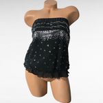 EXPRESS  Black Sequin Embellished Strapless Top Ruffle Hem Party XS Photo 1