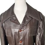 Vintage 70s Brown Leather Safari Jacket Belted Boho Utility Coat Women's M/L Size XL Photo 2