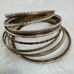 Vintage Set of 15 Stacking Bracelets Silver Gold Copper Tones Photo 4