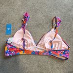 Cupshe  Pink Floral Ruffle Trim Bikini Swim Top Size XL Photo 3