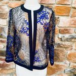 Nipon Boutique Elegant Sheer Embroidered Tulle Jacket Top Black Size 8 Photo 5