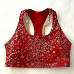 Fabletics Kessler Sports Bra Red Gold Foil Stardust Medium Photo 2