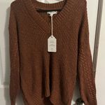 Pink Rose  V-Neck Sweater - Rust Photo 0