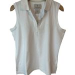 Browning Sleeveless Top Womens Large White V Neck Button Collared Tank Shirt NWT Photo 0