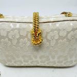 Vintage Inge Christopher Ivory Brocade Gold Chain Clutch NWOT White Photo 7