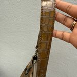 Brighton Croc Olive‎ Green Shoulder Bag Purse Zipper Charm And Dust bag B Tan Photo 4