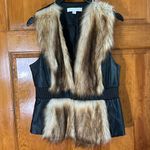 New York & Company Faux Leather & Fur Vest W/2Snap Closure Size Med Photo 0