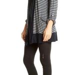 Splendid  cardigan open front long sleeve button tabs 2 pockets navy white size L Photo 0