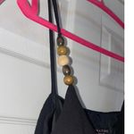 Formal Black Dress Wood Beads Strap by Robbie B Size 12 100% Cotton Lined Ruffle Photo 4