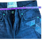 Free People Sandrine Rose Los Angeles black wide leg embroidered jeans size 24 Fray Hem Photo 13