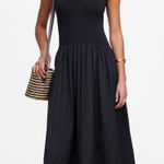 Madewell  Mixed Poplin Scoopneck Maxi Dress Cotton A Line Minimalist Black M NWT Photo 0