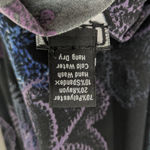 CLARA SUN WOO Black and Purple Floral Slinky Knit Tunic Top Large 3/4 sleeve Photo 7