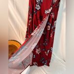 Nine Britton Abigail brushed knit fitted burgundy midi floral dress Size XL Photo 4