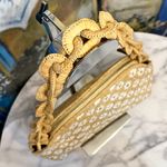 Sézane Isabelle Raffia Embroidered Daisy Bag Chain Flowers Cream White EUC Photo 3