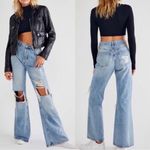 Free People NEW New Dawn Flare jeans in Victoria Blue button fly, 32 Photo 2