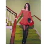 AKNVAS for FWRD Greta Stretch Puff Jersey Dress in Red 4 New Womens Mini Photo 9