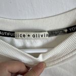 Alice + Olivia  White Cropped Sweatshirt Size S Ruched Sleeve Photo 2