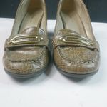 Bandolino  9.5 Tan Alligator Heeled Loafer Shoes Photo 11