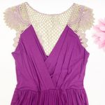 Modcloth Purple Floral Crochet-Accent Sweet Spirit Maxi Dress Bohemian Photo 3