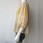 FRNCH  Button Up Gauzy Blouse Green Apricot Small Photo 3