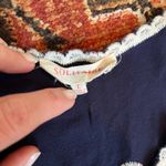 Solitaire  Anthropologie Blue and White Embroidered Boho Blouse top v neck L Photo 5