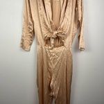 Mable Satin Alinia Front Tied Long Sleeves Blush Pink Jumpsuit Women’s Sz S Photo 2