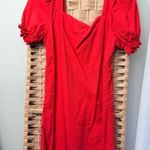 Draper James Red Linen Puff Sleeve Dress Photo 1