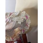 Ann Mashburn  Silk Button-front 3/4 Sleeve Cream Pink Floral Blouse Large L Photo 7