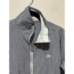 Nike  seersucker gingham jacket women size L zipper lightweight cotton blue white Photo 3