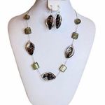 HANDMADE GLASS Necklace and Earrings Set Women’s Fun Chic Fashionable Trendy Photo 0