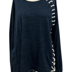 Generation Love  Sweatshirt Top Long‎ Sleeve Rope Lace-Up Navy Blue Size Medium Photo 0