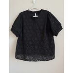 Leo & Nicole Women's Black Embroidered Eyelet Boho Blouse Top Size 1X Lined Photo 6